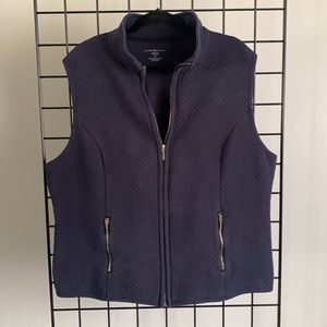 Karen Scott Plus Size Quilted Zipper Front Vest - Navy